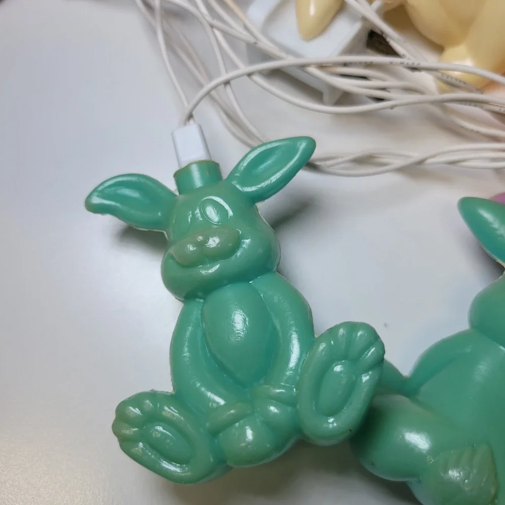 Vintage Rabbit Bunny String Light 8ft Easter Carrots Pastel Blow Tested Working